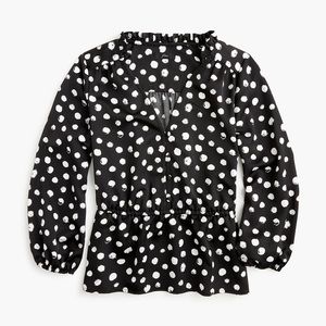 J. Crew Black White Polka Dot Ruffle Blouse Top 4